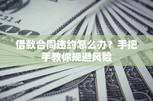 济南借款合同违约怎么办？手把手教你规避风险